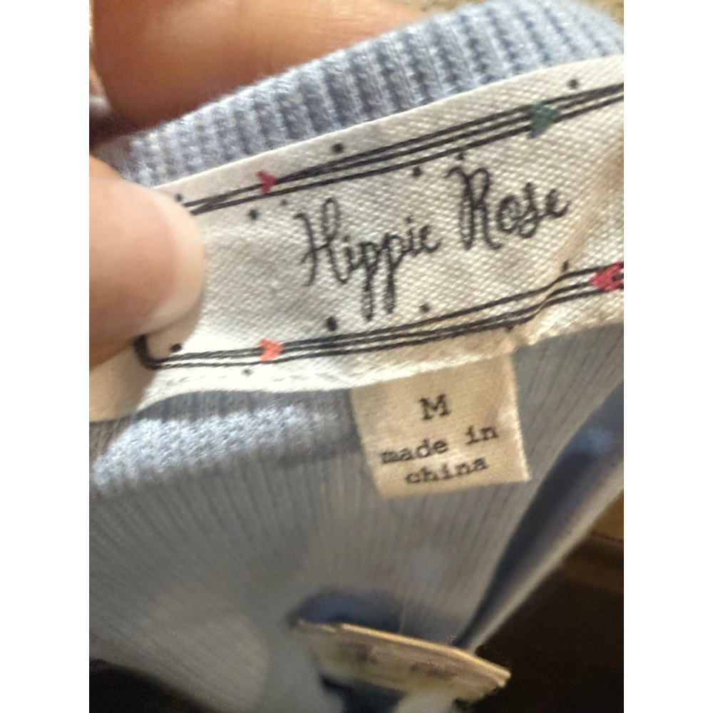 Women's Hippie Rose Blue Ribbed Tank Top M - Picture 6 of 10